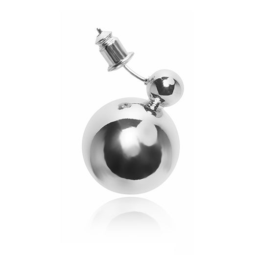 Modern Silver Double Ball Stud Earrings