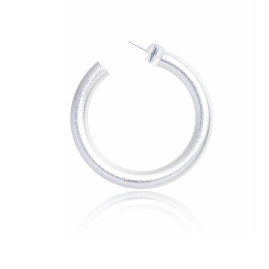 Matte Silver Hoop Earrings