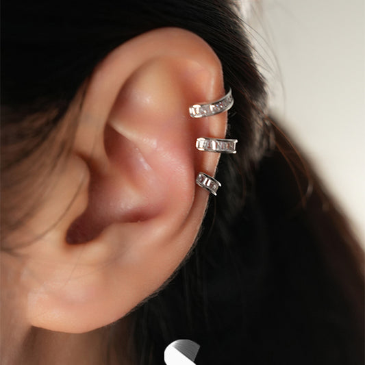 Triple Layer Cubic Zirconia Ear Cuff – No Piercing Clip