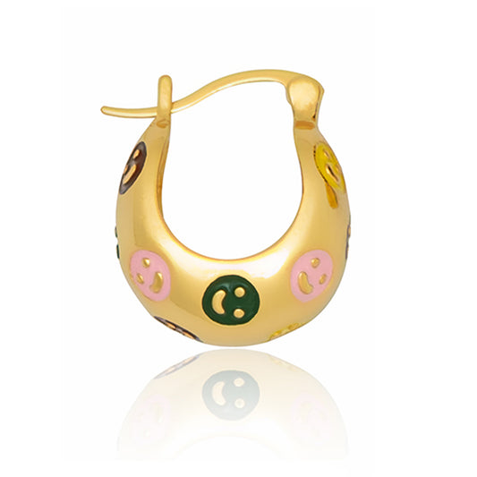 Colorful Smiley Alloy Hoop Earrings