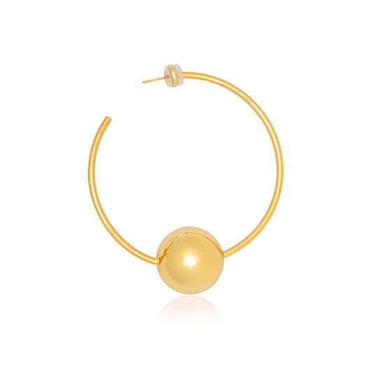 Minimalist Gold Hoop Earrings with Bold Sphere