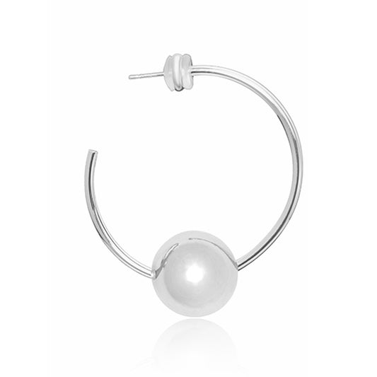 Minimalist Silver Hoop Earrings with Statement Bead