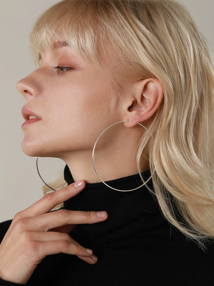 Oversized S925 Sterling Silver Large Hoop Earrings