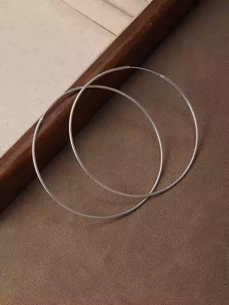Oversized S925 Sterling Silver Large Hoop Earrings