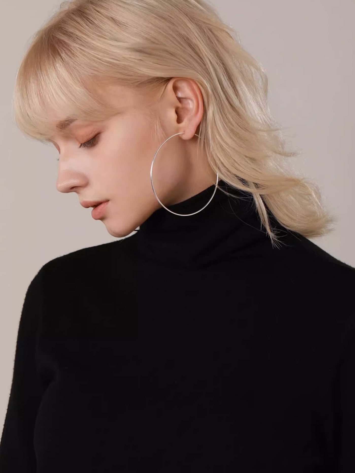 Oversized S925 Sterling Silver Large Hoop Earrings