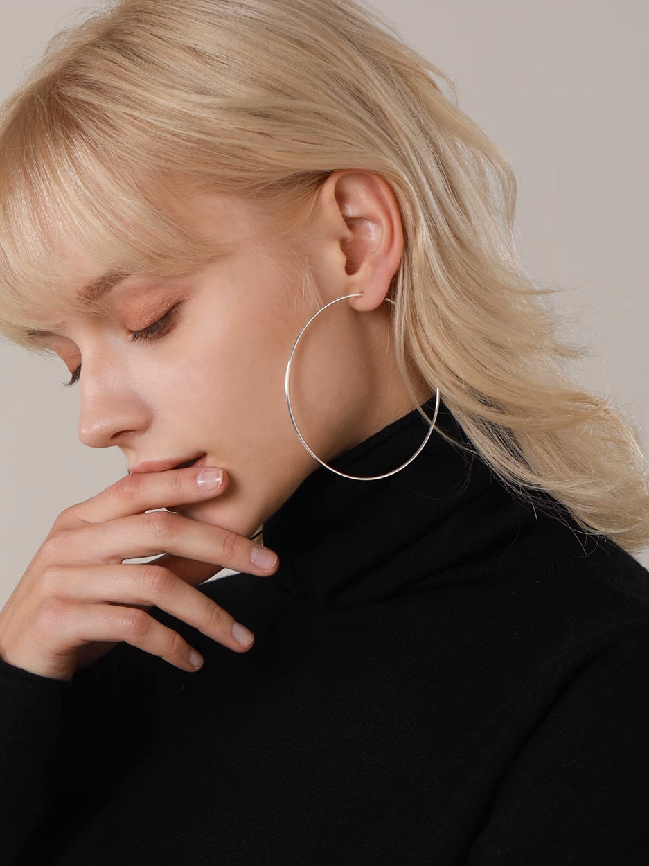 Oversized S925 Sterling Silver Large Hoop Earrings