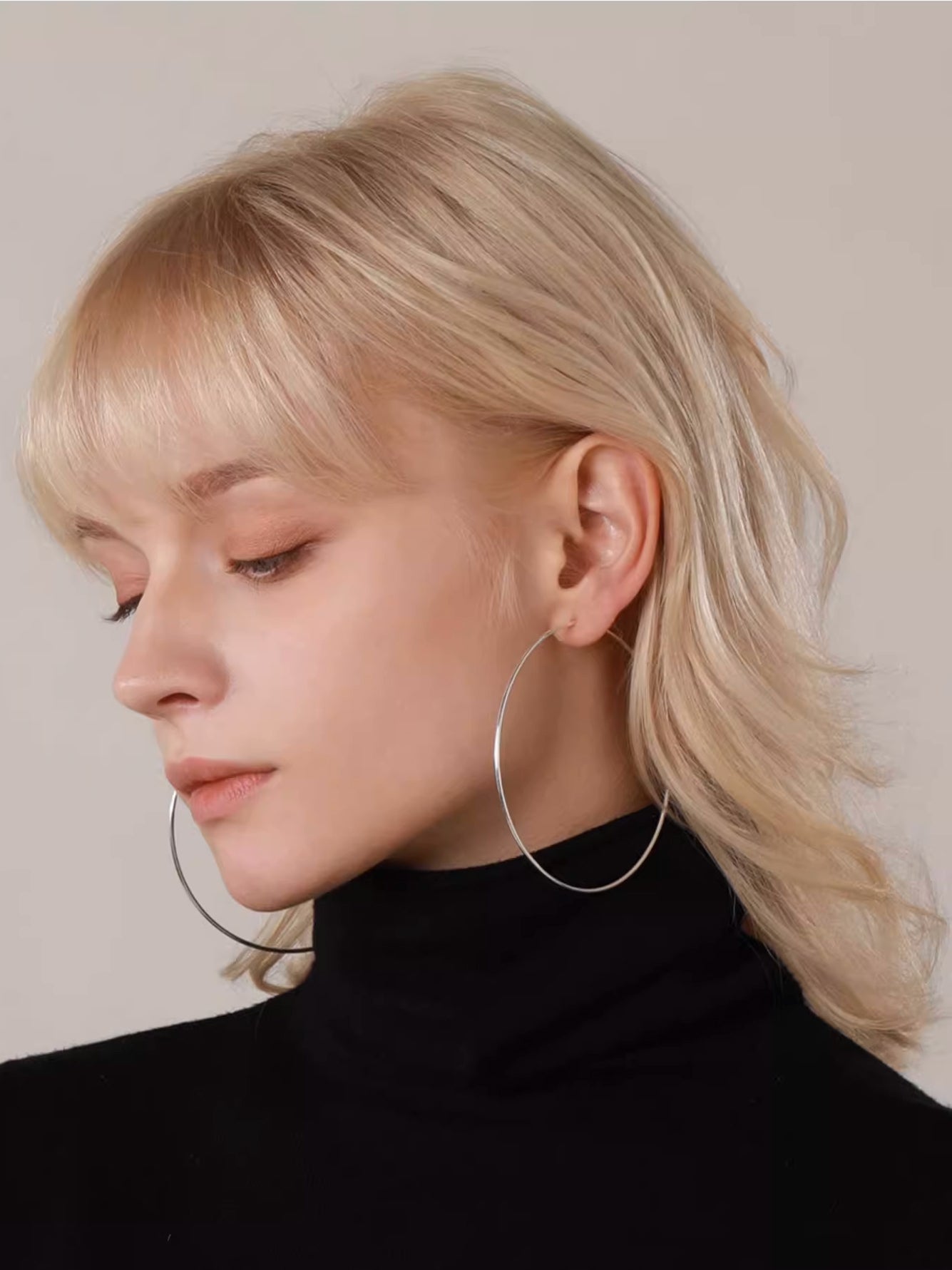 Oversized S925 Sterling Silver Large Hoop Earrings