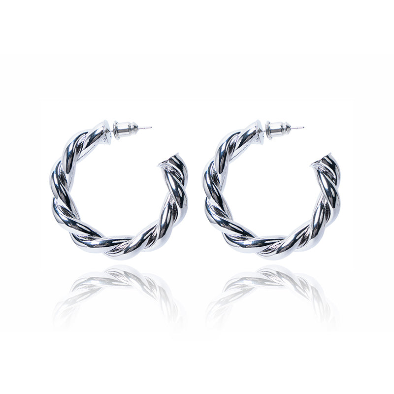Trendy Chunky Braided Design Twisted Hoop Earrings