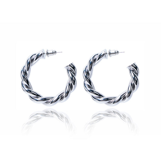 Trendy Chunky Braided Design Twisted Hoop Earrings