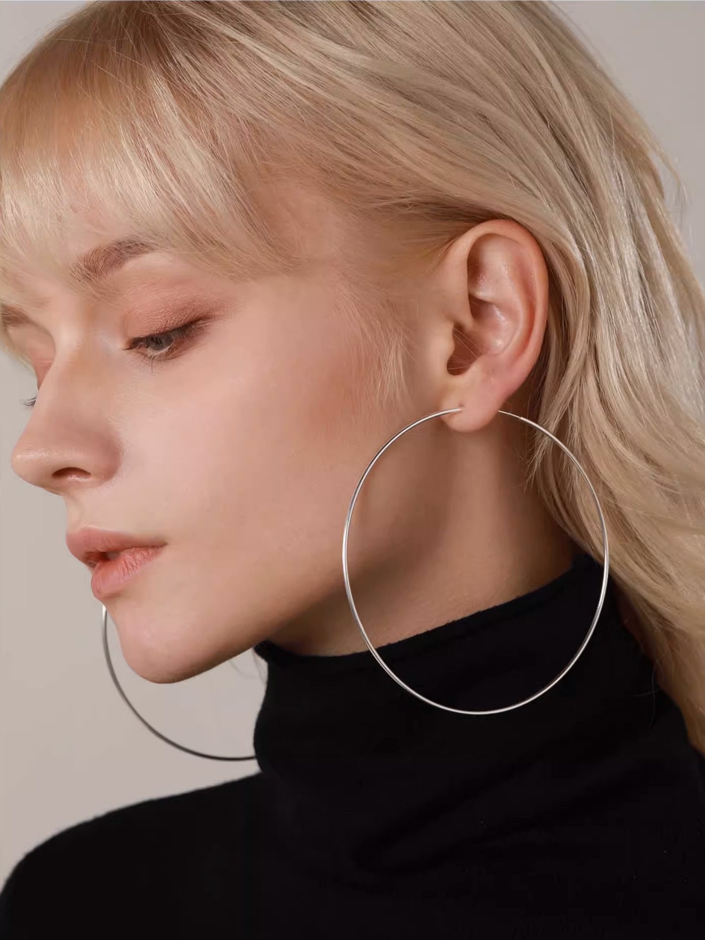 Oversized S925 Sterling Silver Large Hoop Earrings