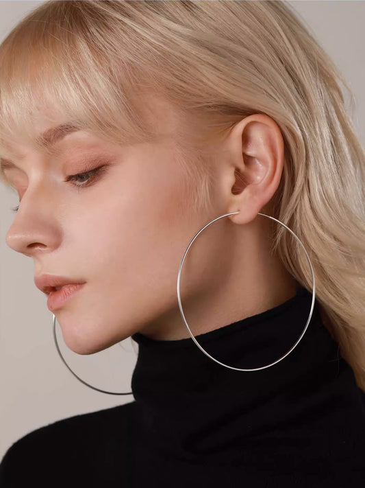 Oversized S925 Sterling Silver Large Hoop Earrings