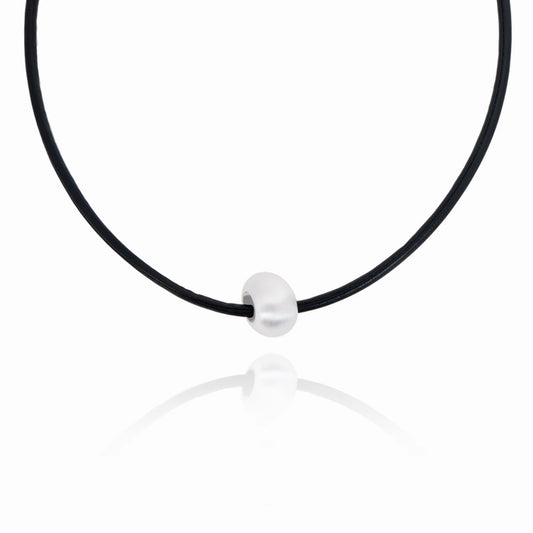 Minimalist Matte Bead Leather Necklace