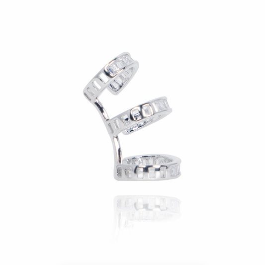 Triple Layer Cubic Zirconia Ear Cuff – No Piercing Clip