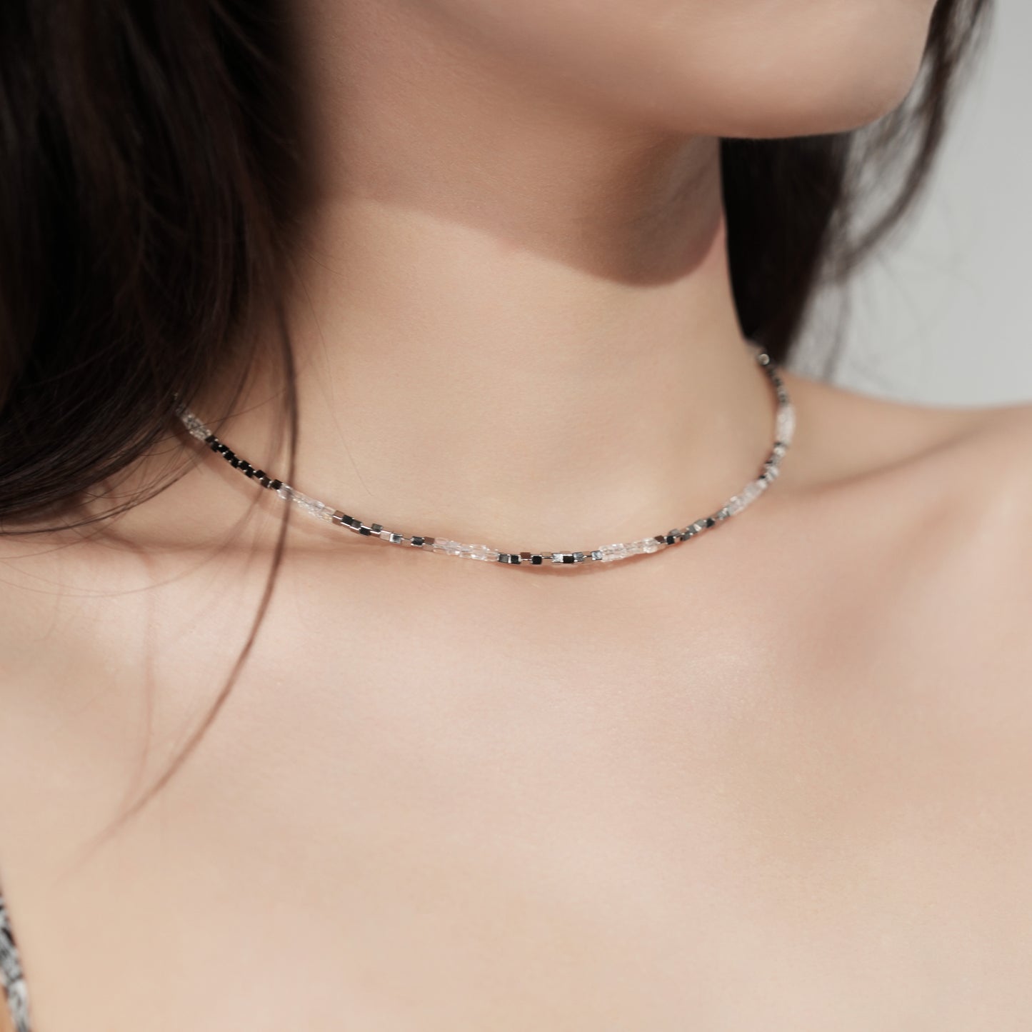 Minimalist Delicate Cube Zircon Bead Necklace