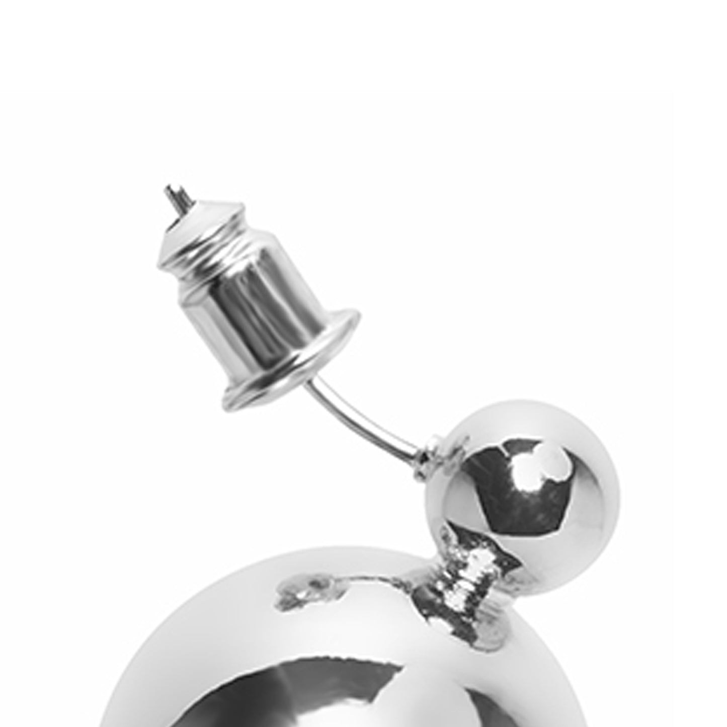 Modern Silver Double Ball Stud Earrings