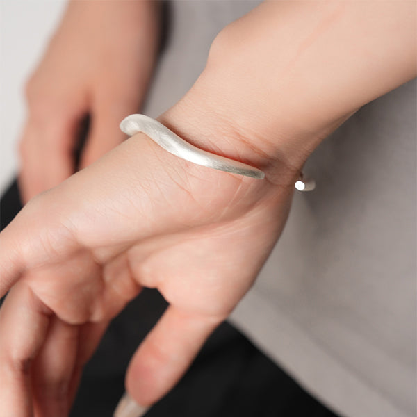 Minimalist Platinum-Plated Open Bangle Bracelet