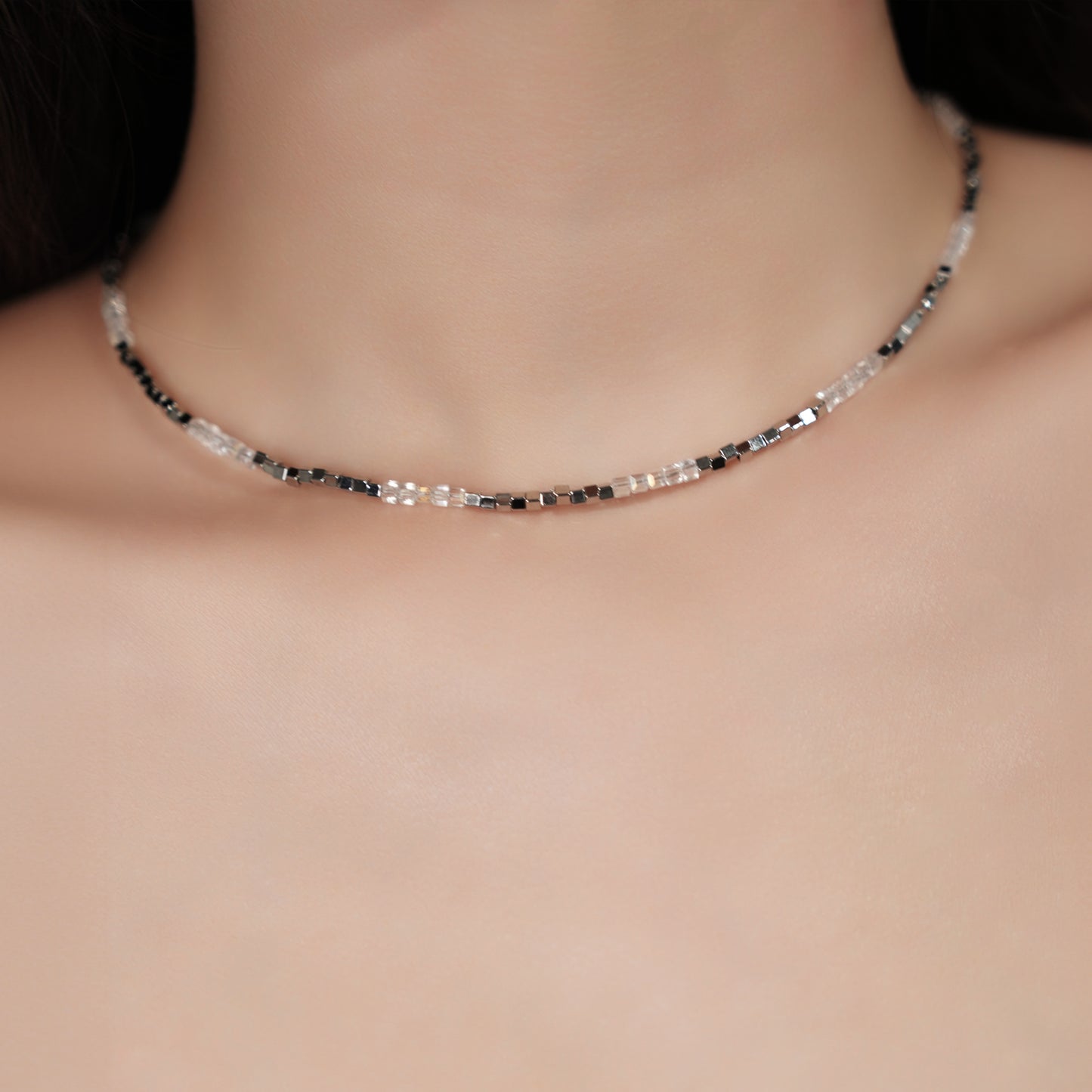 Minimalist Delicate Cube Zircon Bead Necklace