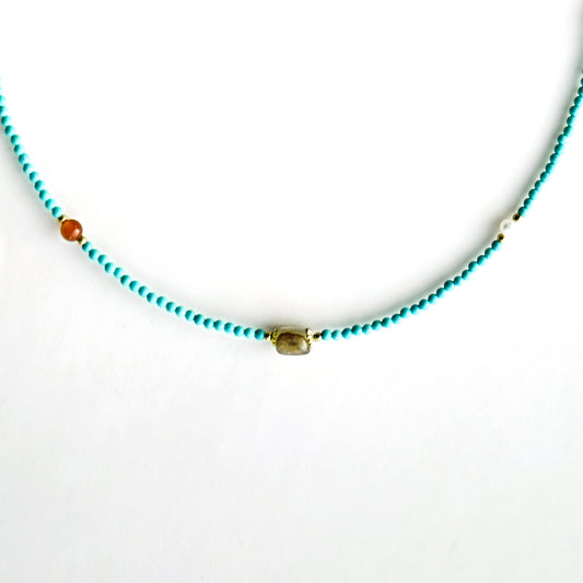 Boho Colorful Zircon & Moissanite Beaded Necklace