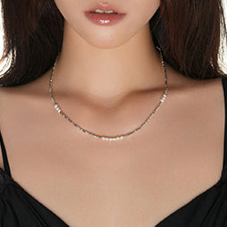 Minimalist Pearl & Black Onyx Bead Necklace