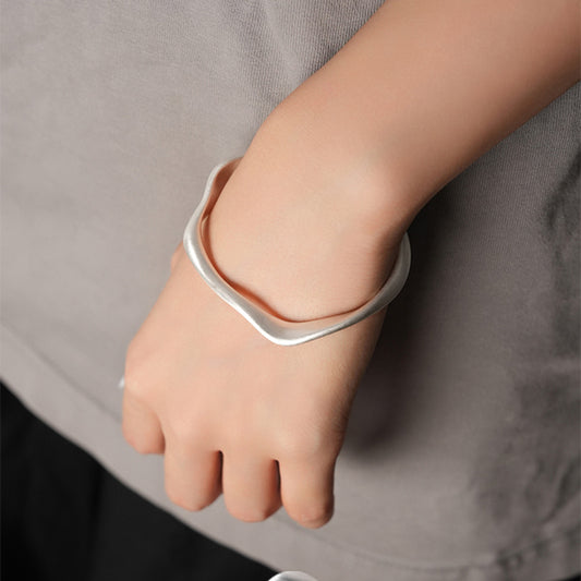 Minimalist Platinum-Plated Open Bangle Bracelet