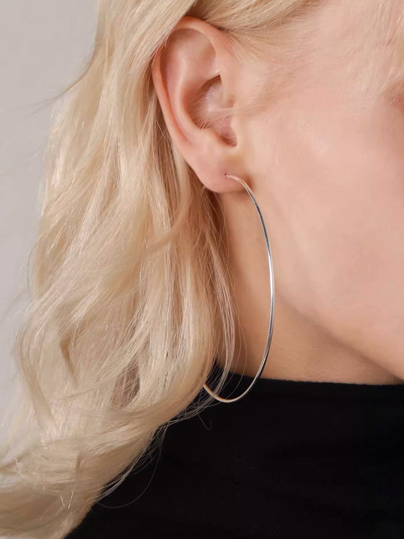 Oversized S925 Sterling Silver Large Hoop Earrings