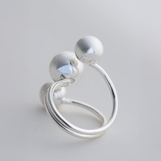 Dream Pearl Adjustable Open Ring with Irregular Alloy Beads