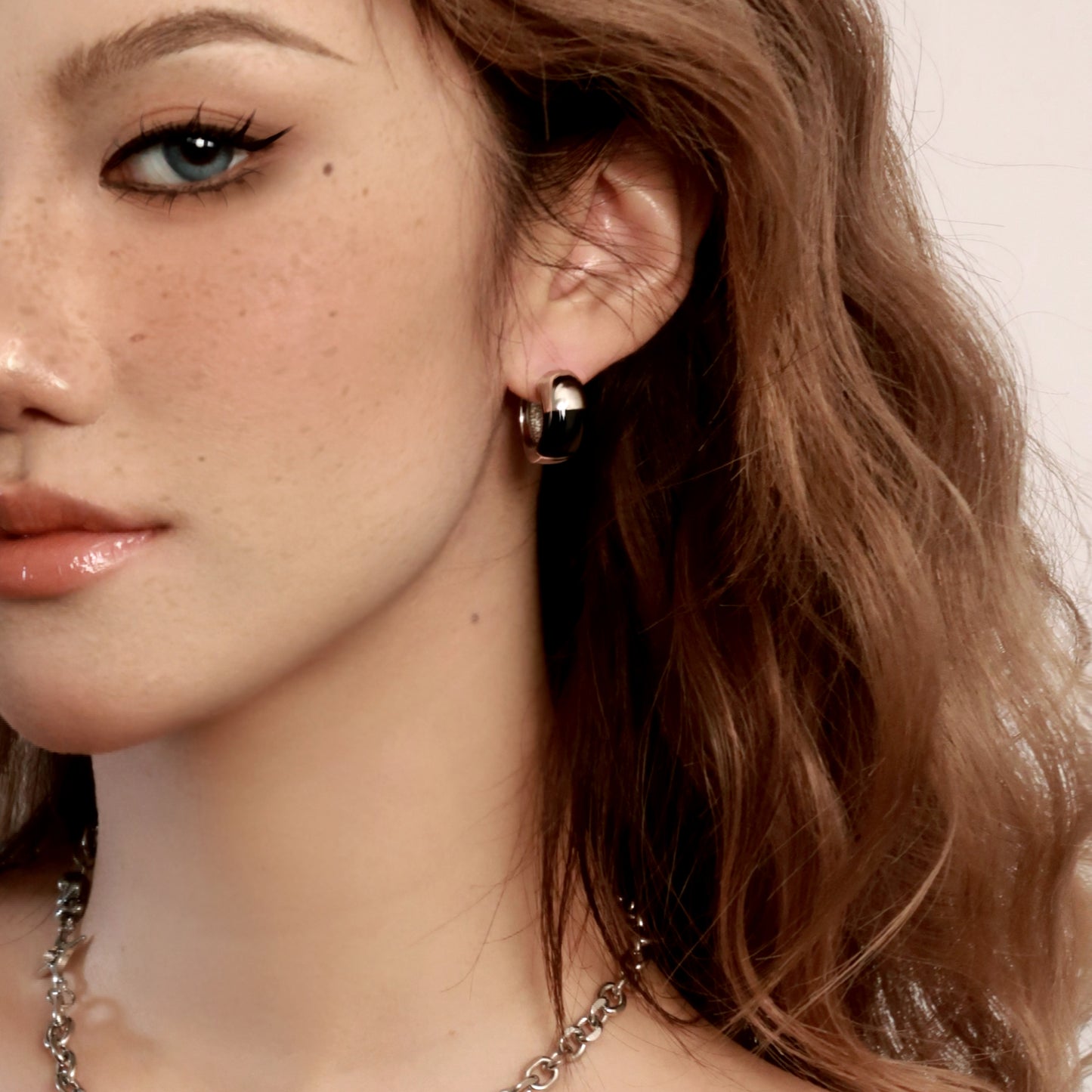 Modern Black & Silver Plated Hoop Earrings
