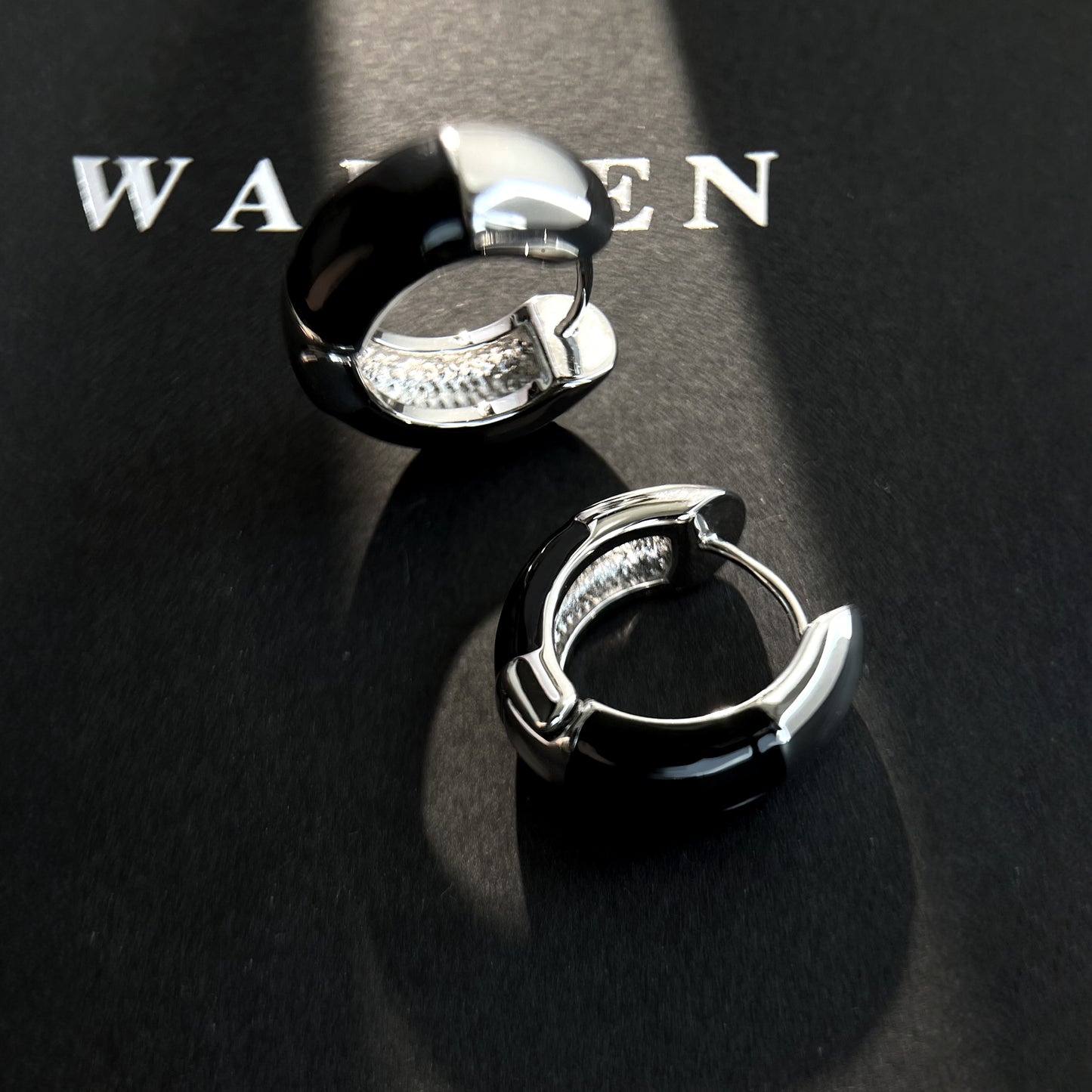 Modern Black & Silver Plated Hoop Earrings