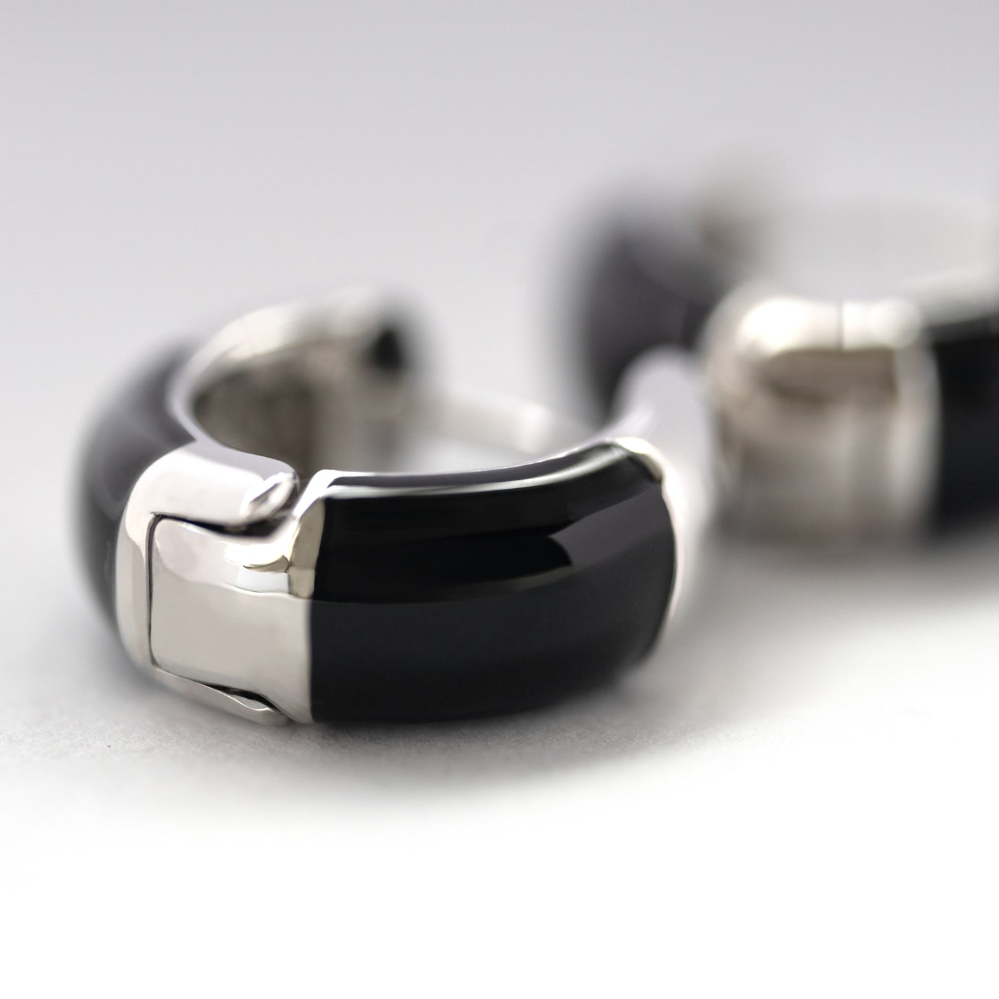 Modern Black & Silver Plated Hoop Earrings